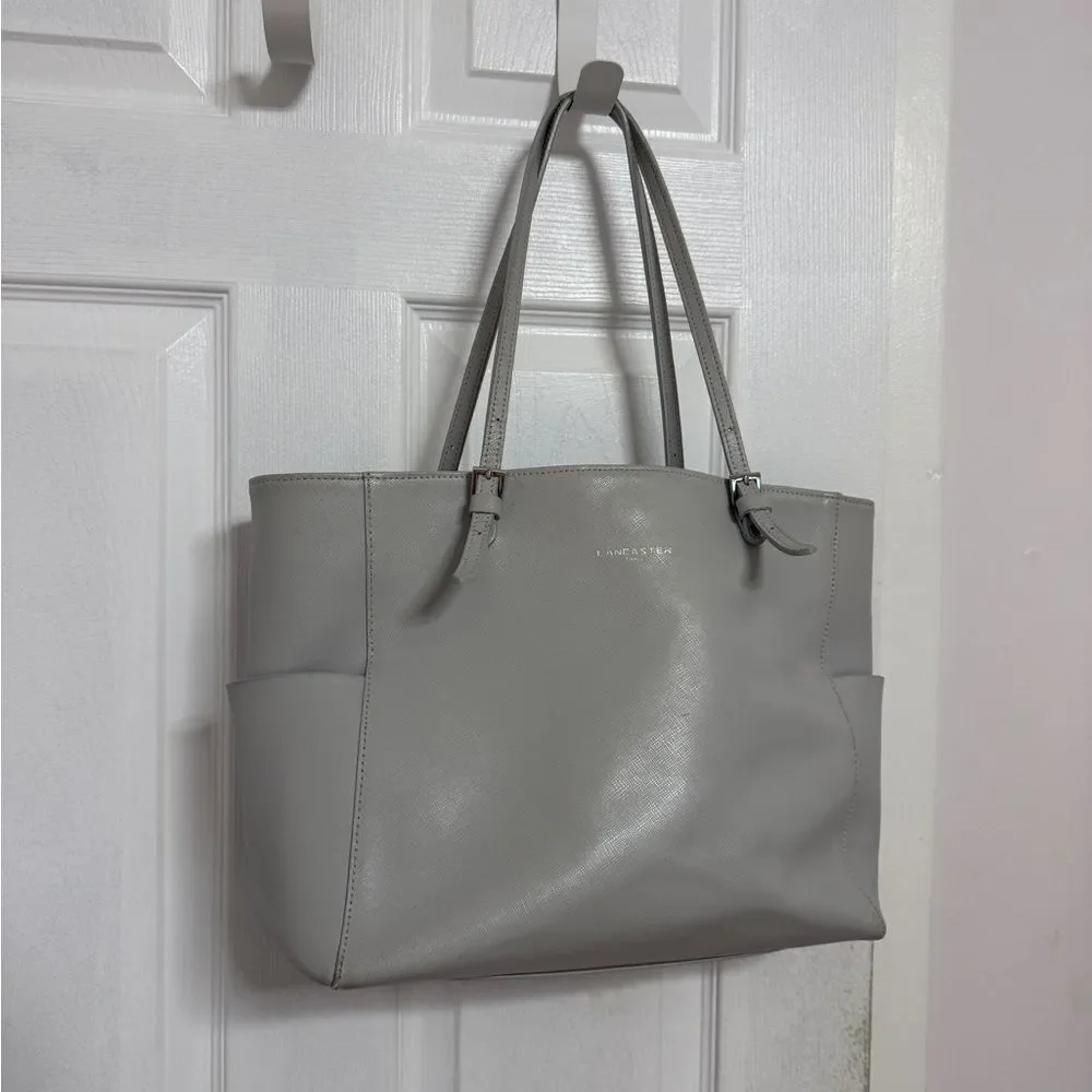 Chic Gray Leather Laptop Tote by Longchamp